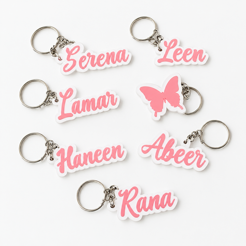 3D Acrylic Name Keychain — Pink